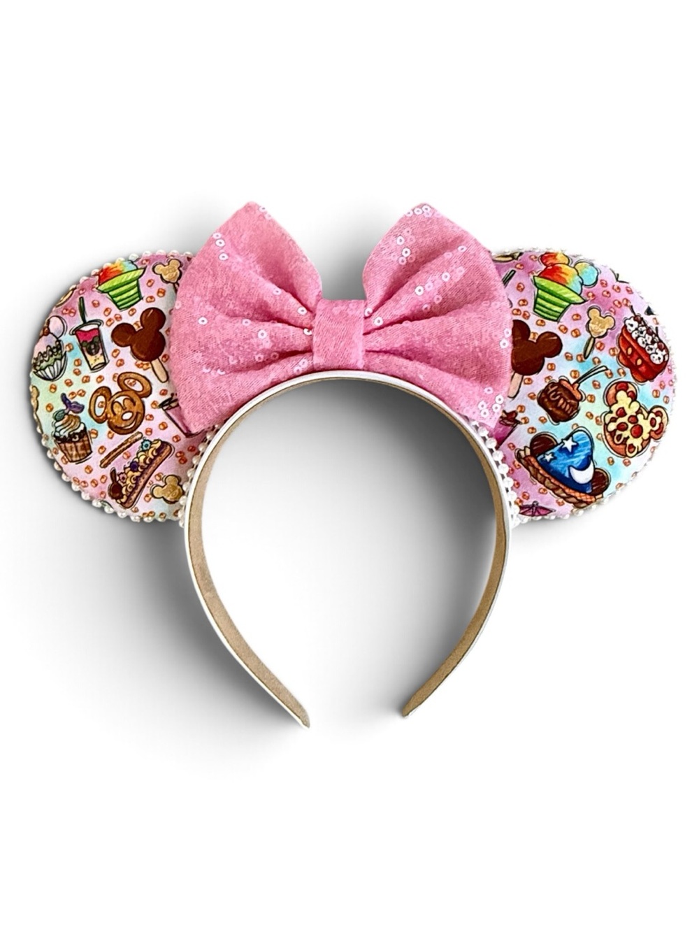 Disney Inspired Handmade Sequin Bow Mickey Mouse Snacks Minnie Ears - NWOT